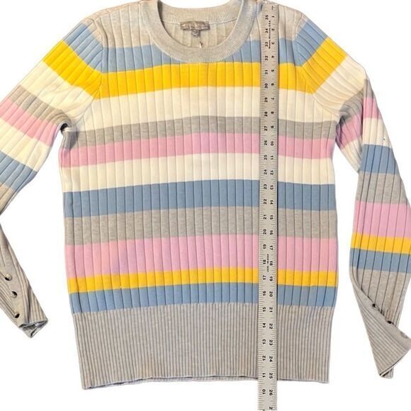 EVOLUTION BY CYRUS Sweater XL Pastel Stripes Feminine Spring Lightweight NWT - Picture 4 of 7